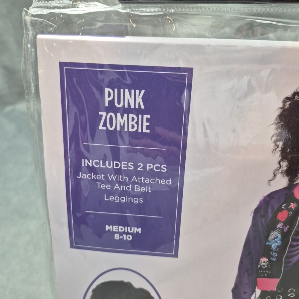 Zombie Punk Halloween Costume AMSCAN Girls Medium 8-10 2 Piece Pink Purple Black - Picture 3 of 7